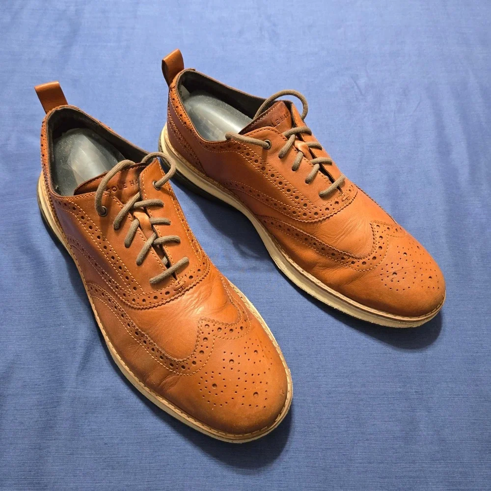 Cole Haan OriginalGrand Wingtip Oxford Mens 13M Tan Excellent Leather C40676